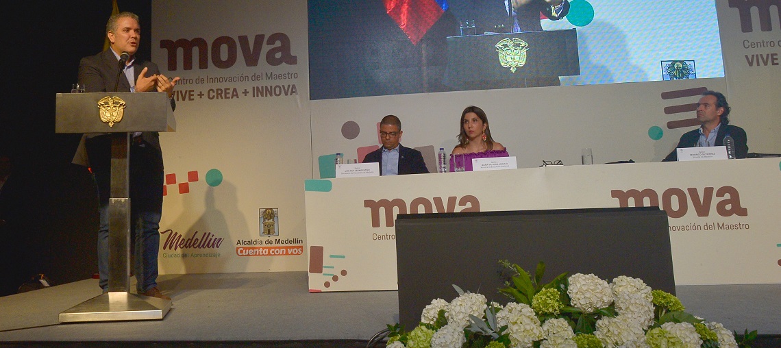 Presidente Duque y Ministra de Educación en inauguración de Mova en Medellín